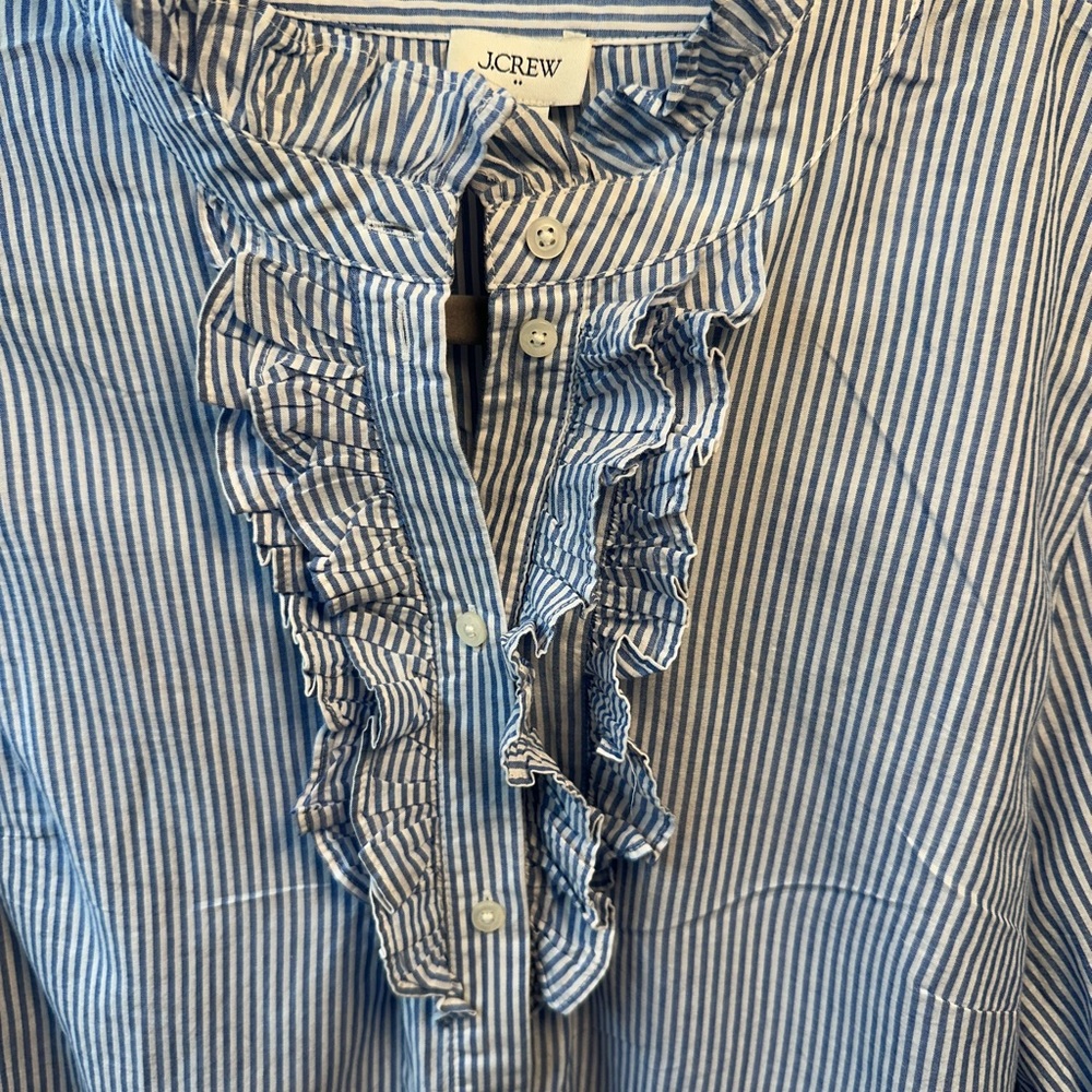 J.Crew Women's Striped Ruffle Blouse - Picture 2 of 4